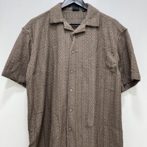 Brown Crochet Cuban Collar Shirt