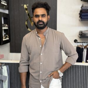 Crushed Mandarin Collar Shirt ( greige )
