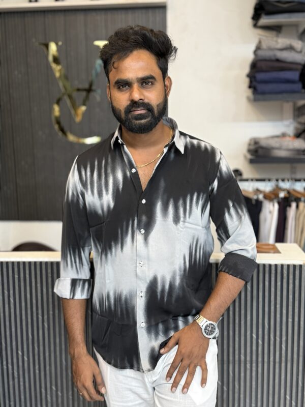 Abstract Printed Shirt ( Black And Grey )