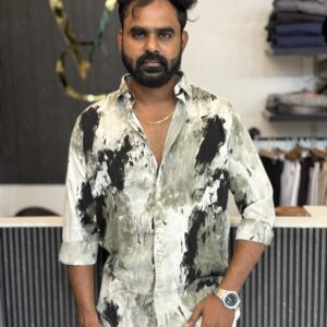 Abstract Printed Shirt ( green & Grey )
