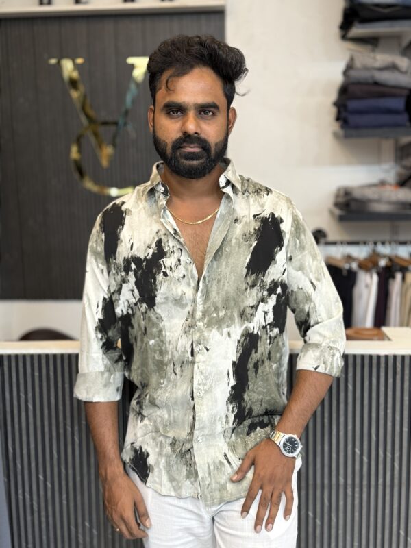 Abstract Printed Shirt ( green & Grey )