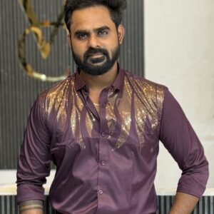 Designer Stone Shirt ( Purple )