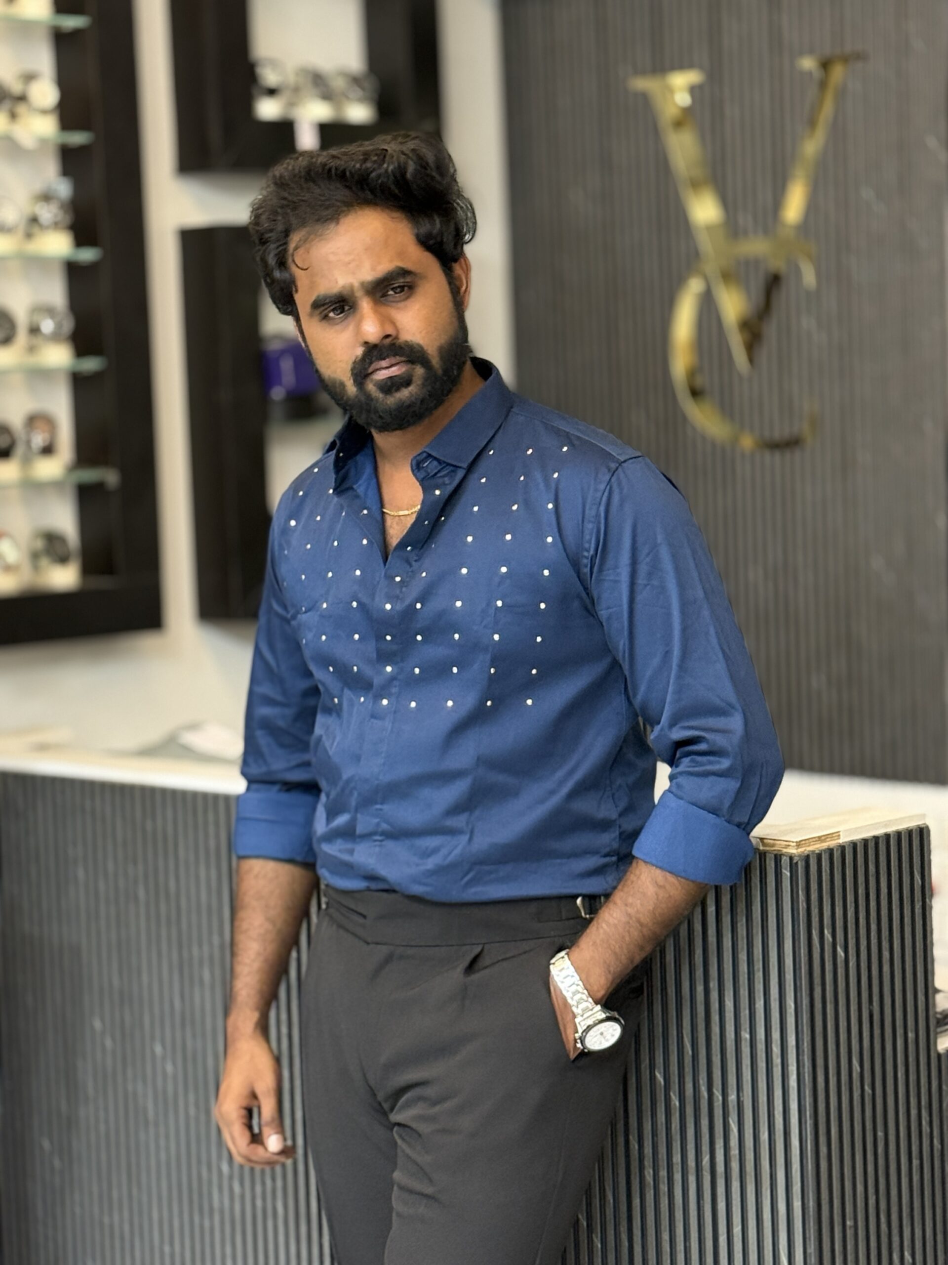 Designer stone shirt ( blue )