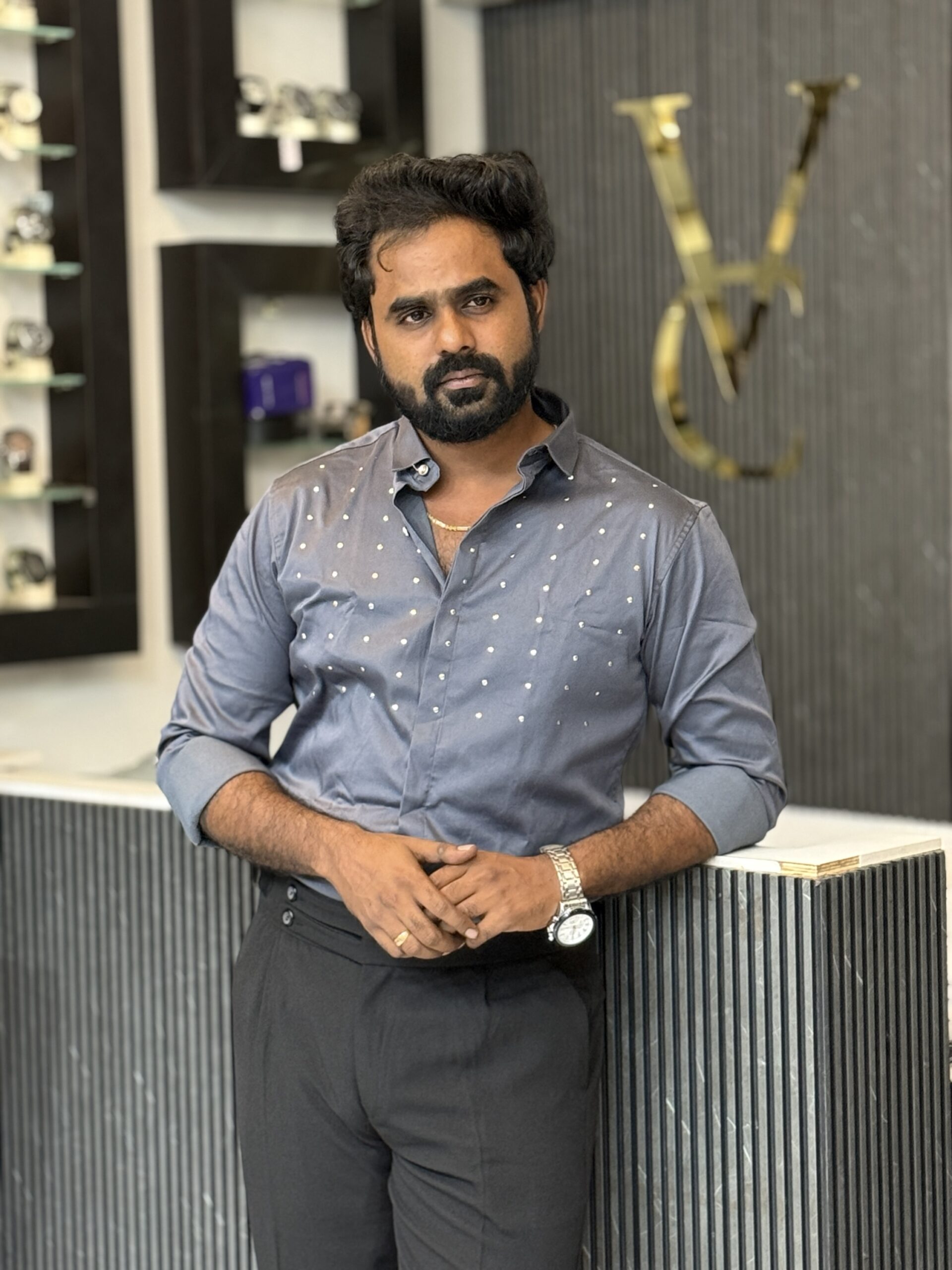 Designer stone shirt ( grey )