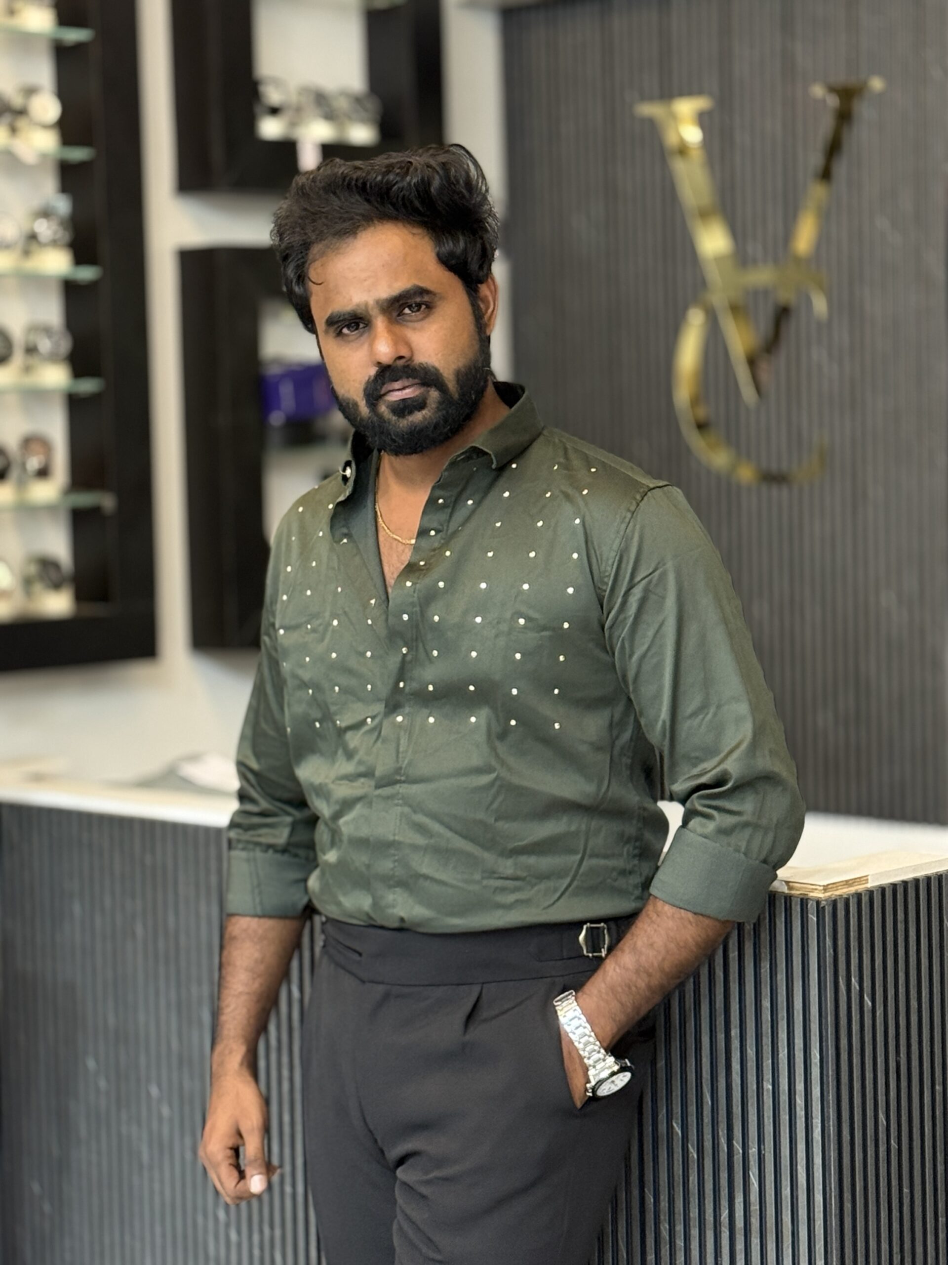 Designer stone shirt ( green )