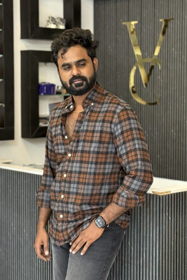 Flannels shirt ( brown & grey )