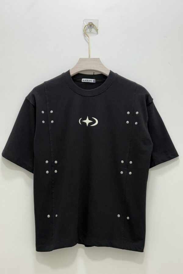 Steal pattern black streetwear T-shirt