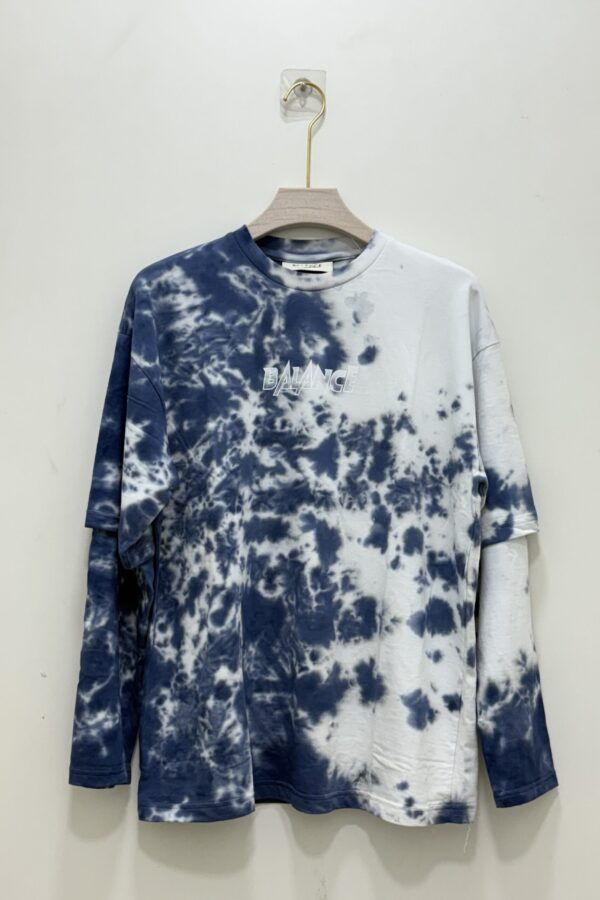 Tie & dye doctor sleeve T-shirt - blue & white