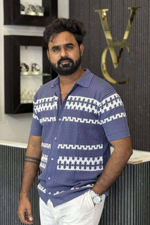 Knitted polo shirt - Periwinkle blue