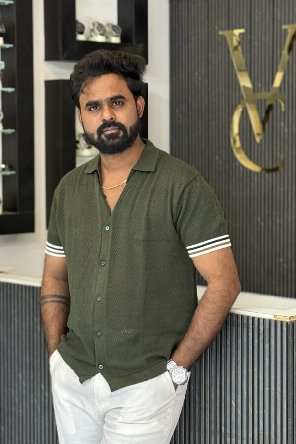 Knitted polo shirt - Dark green