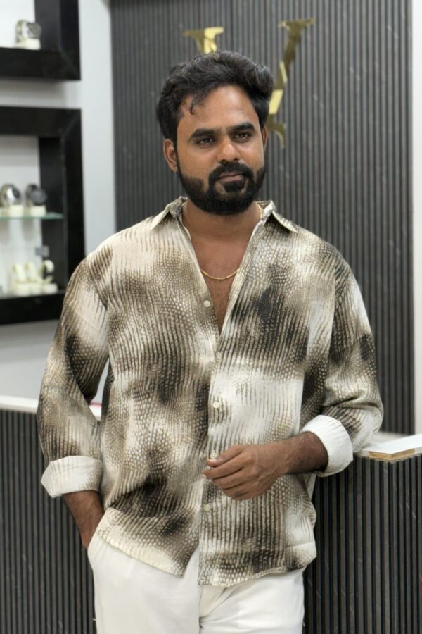 Viscose nylon printed shirt - Brown & white