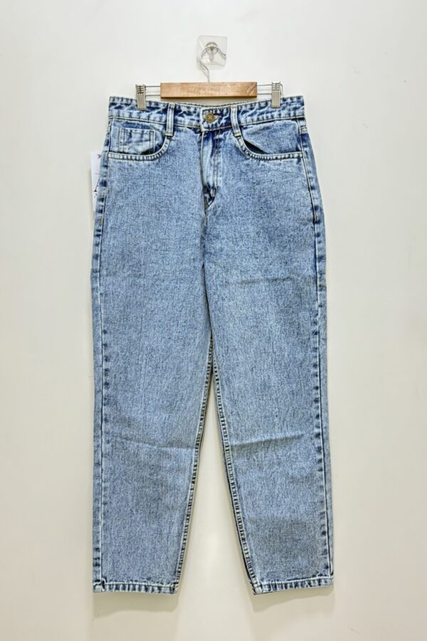 Ocean blue acid wash momfit Jean