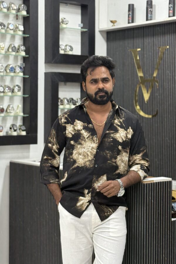 Viscose printed shirt - Black