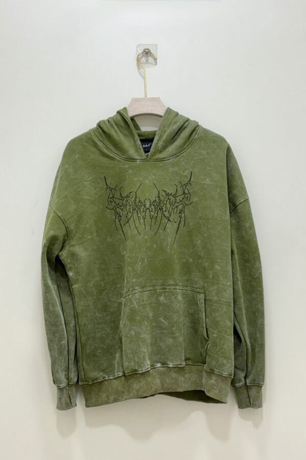 Green oversized green acid wash hoodie