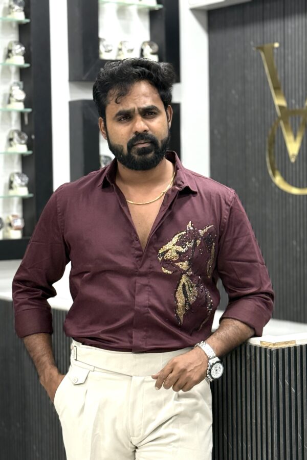 Tiger stoned designer shirt - Marron