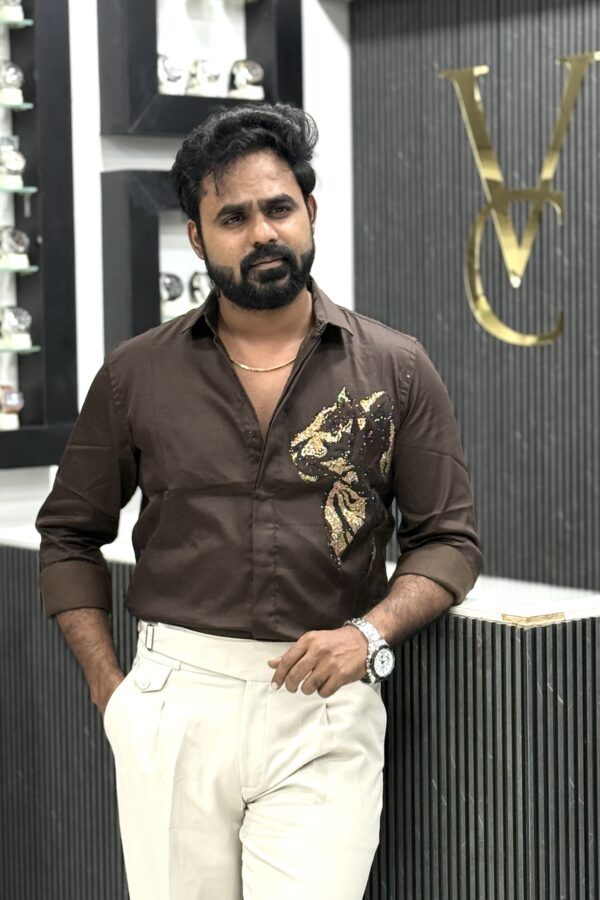 Tiger stoned designer shirt - Brown