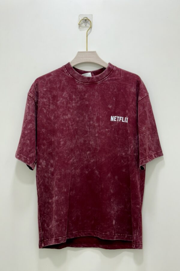 Netflix edition red acid wash oversized T-shirt