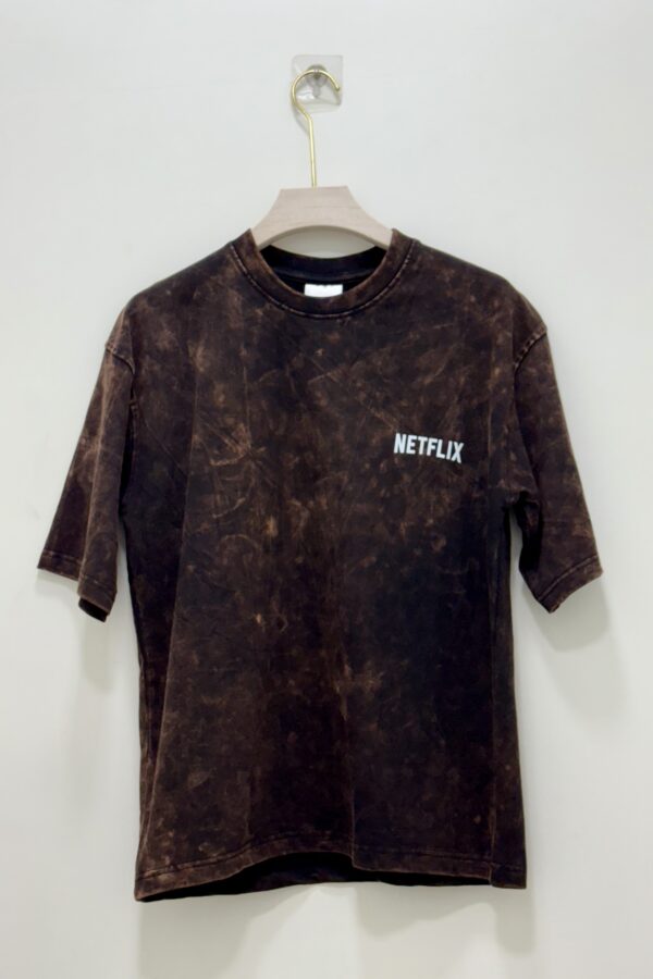 Netflix edition brown acid wash oversized T-shirt