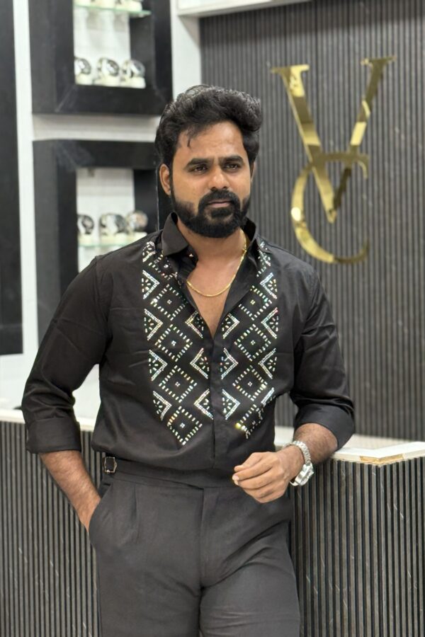 Luxury designer stone shirt - Black