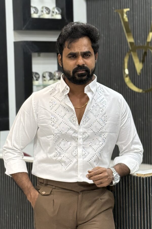 Luxury designer stone shirt - White