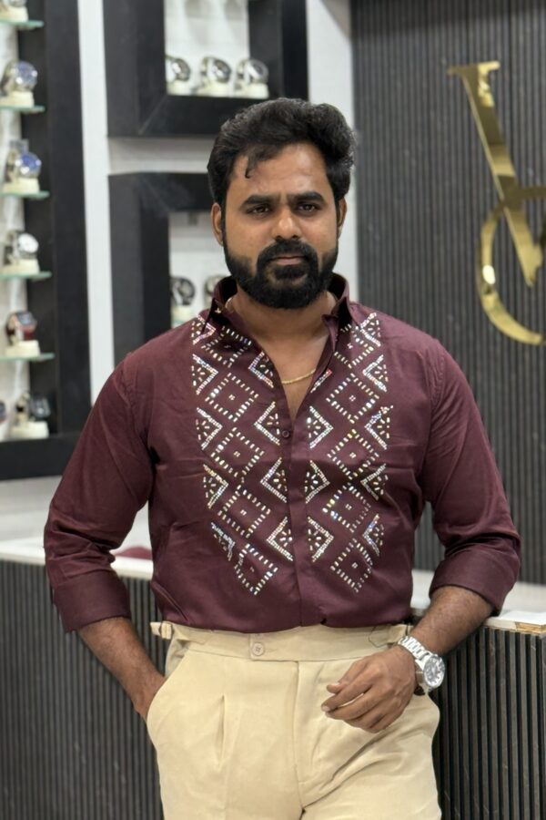 Luxury designer stone shirt - Marron