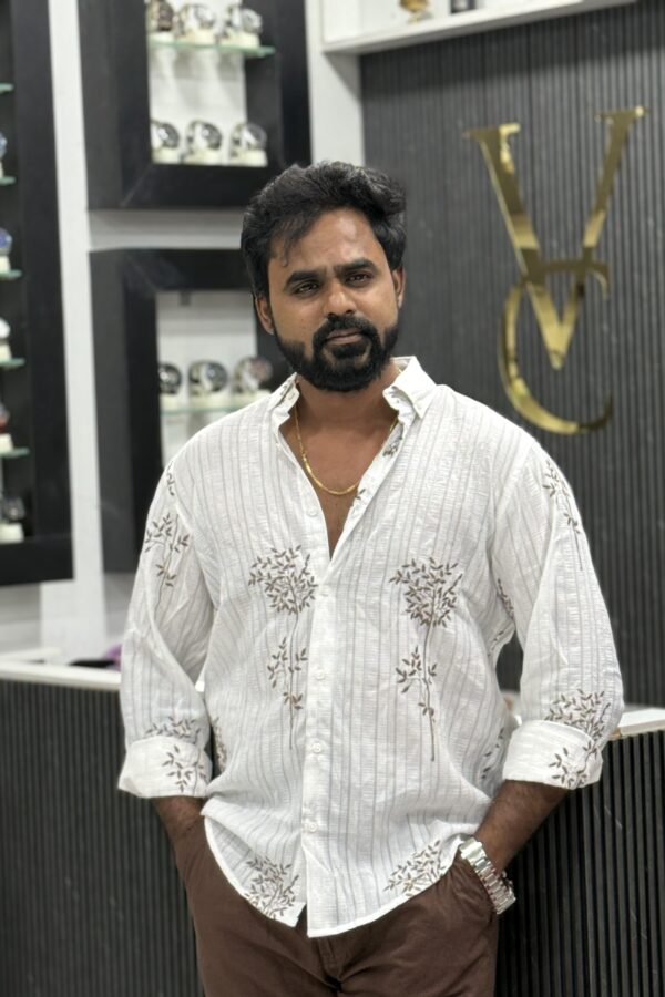 Textured embroidery shirt - White