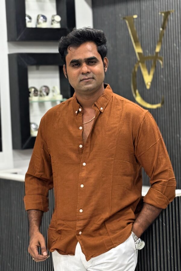 Viscose linen shirt - Caramel Brown