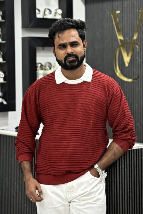 Old money knitted T-shirt - Cherry red