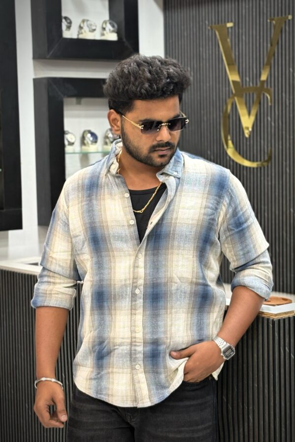 Flannels checked shirt - Ocean blue & white