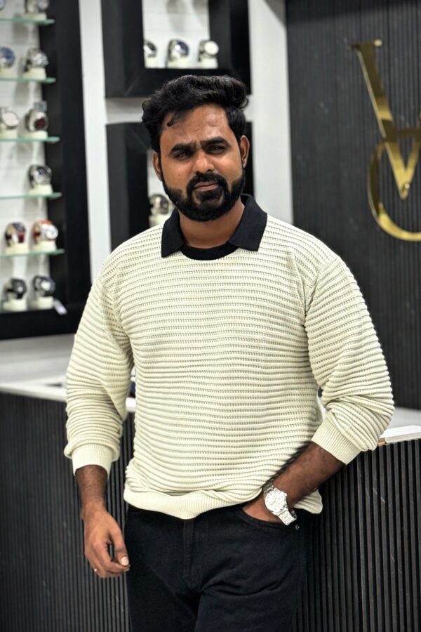 Old money knitted T-shirt - Light cream