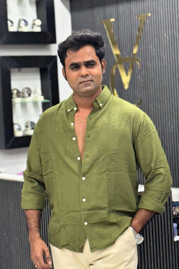 Viscose linen shirt - Olive green