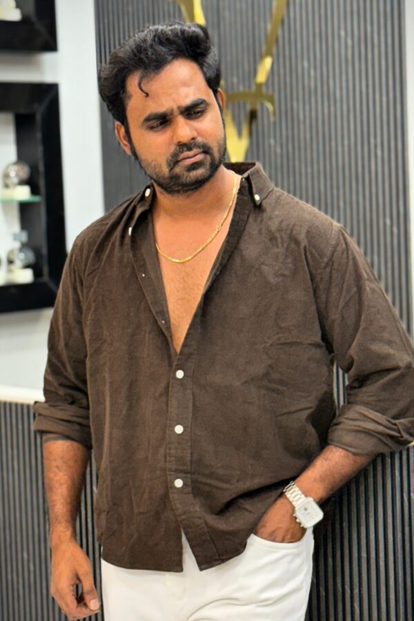 Baby corduroy shirt - Dark chocolate brown