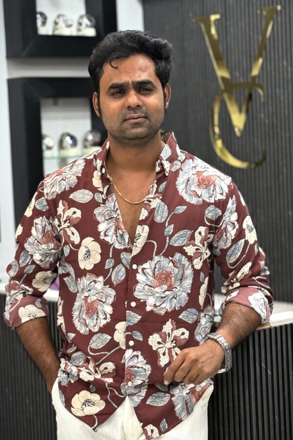 Viscose floral printed shirt - Rosewood