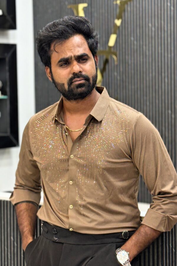 Stichless luxury designer shirt - Caramel brown